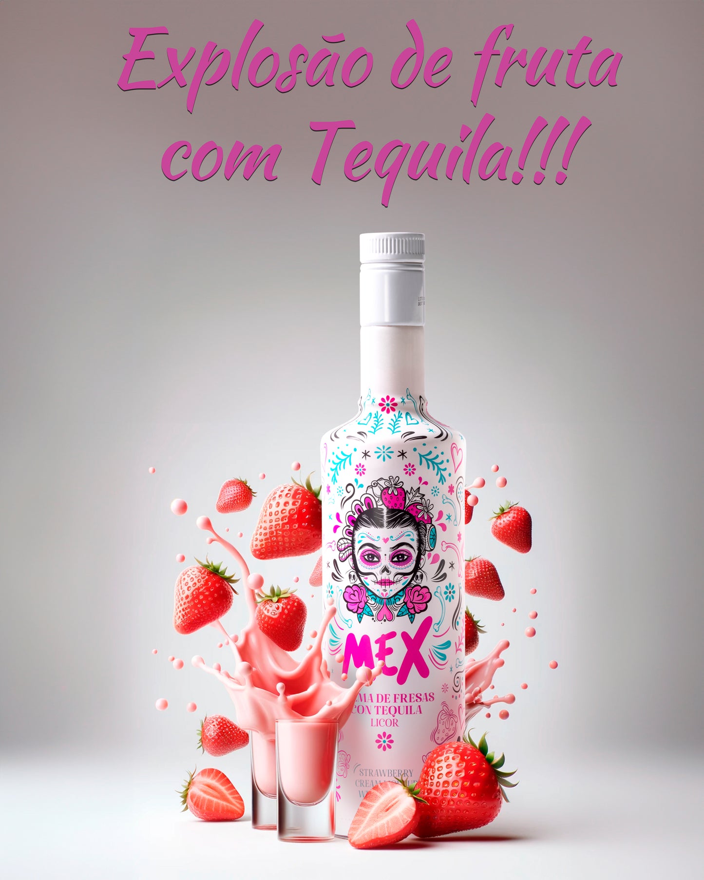 BEBIDA COM TEQUILA - MEXCREAM MORANGO 15% Vol 70cl
