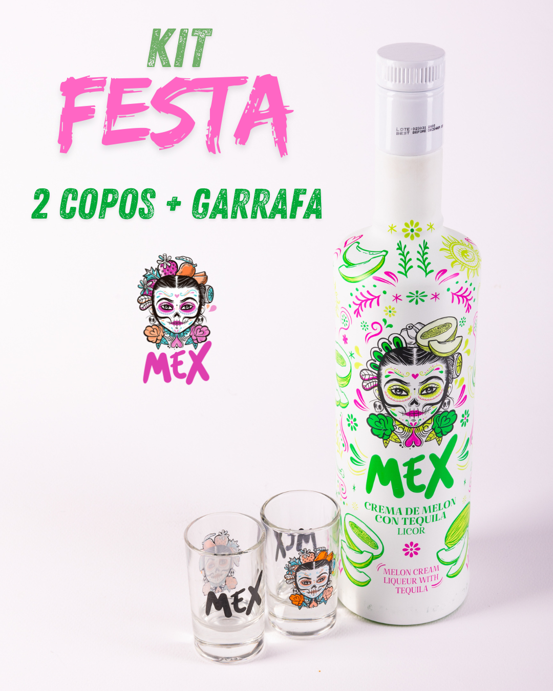 KIT Festa Mexcream  - 2 Copos Shot + Garrafa