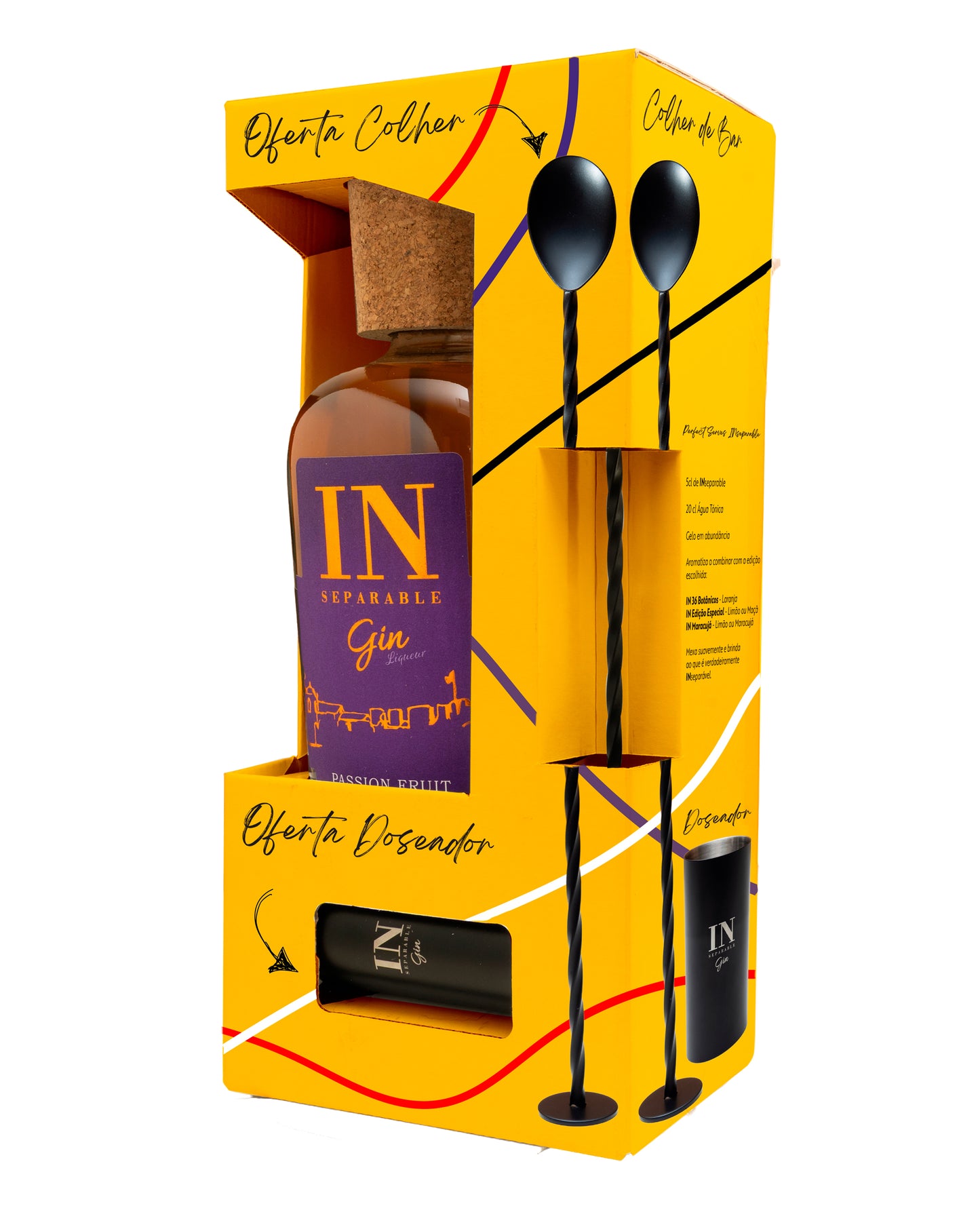PACK INSEPARABLE MARACUJÁ - 20% VOL. 70 cl + Oferta de Doseador e Colher de Bar